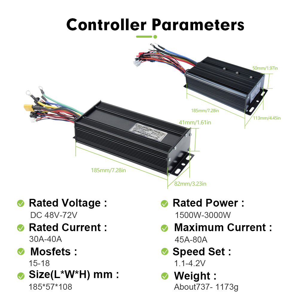 E-bike 3Mode 48V 52V 60V 72V 4 - Sine Wave Controller 48V 72V 80A recension och pris