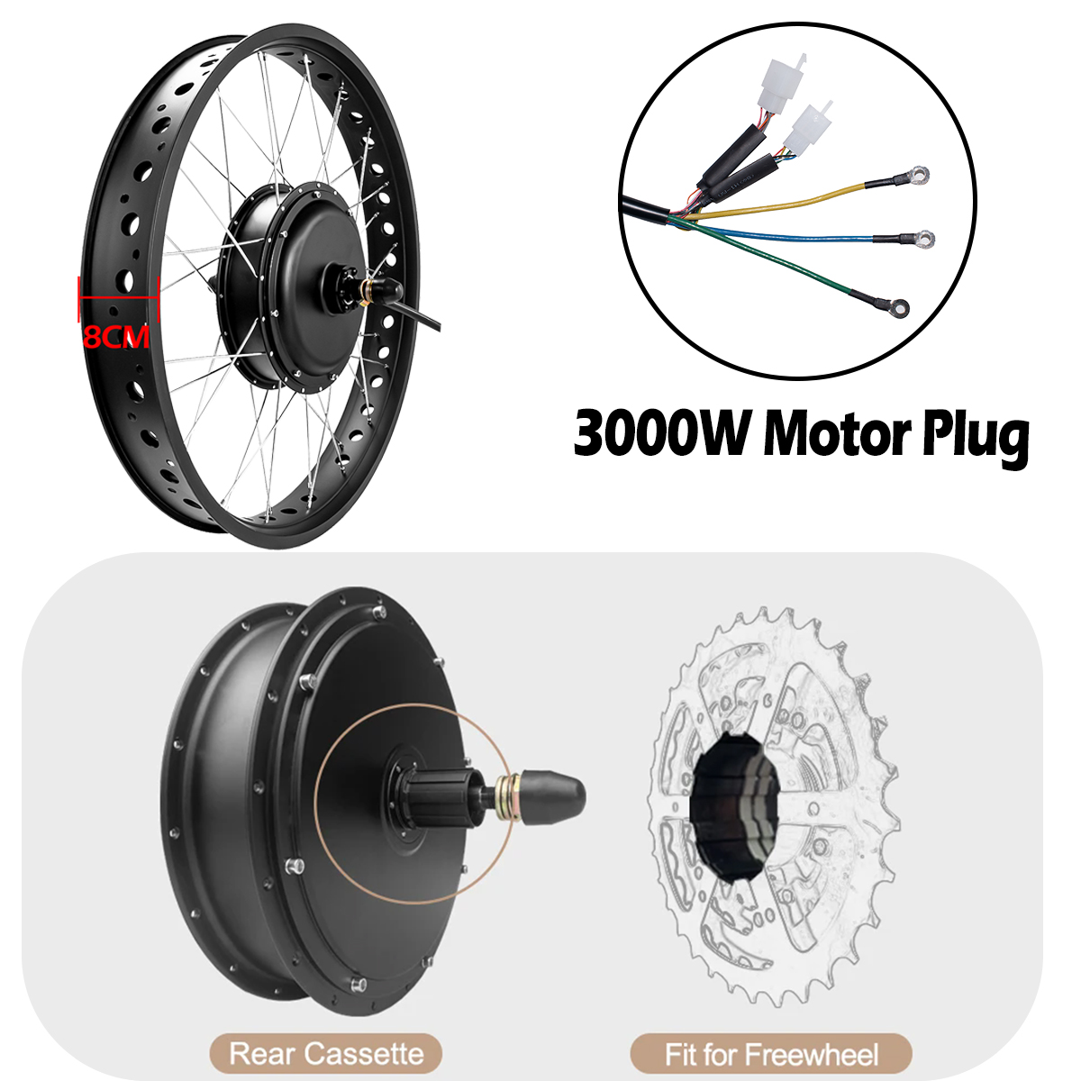 72V 3000W Brushless Gearless H - 72V 5000W Hub Motor Kit recension och pris