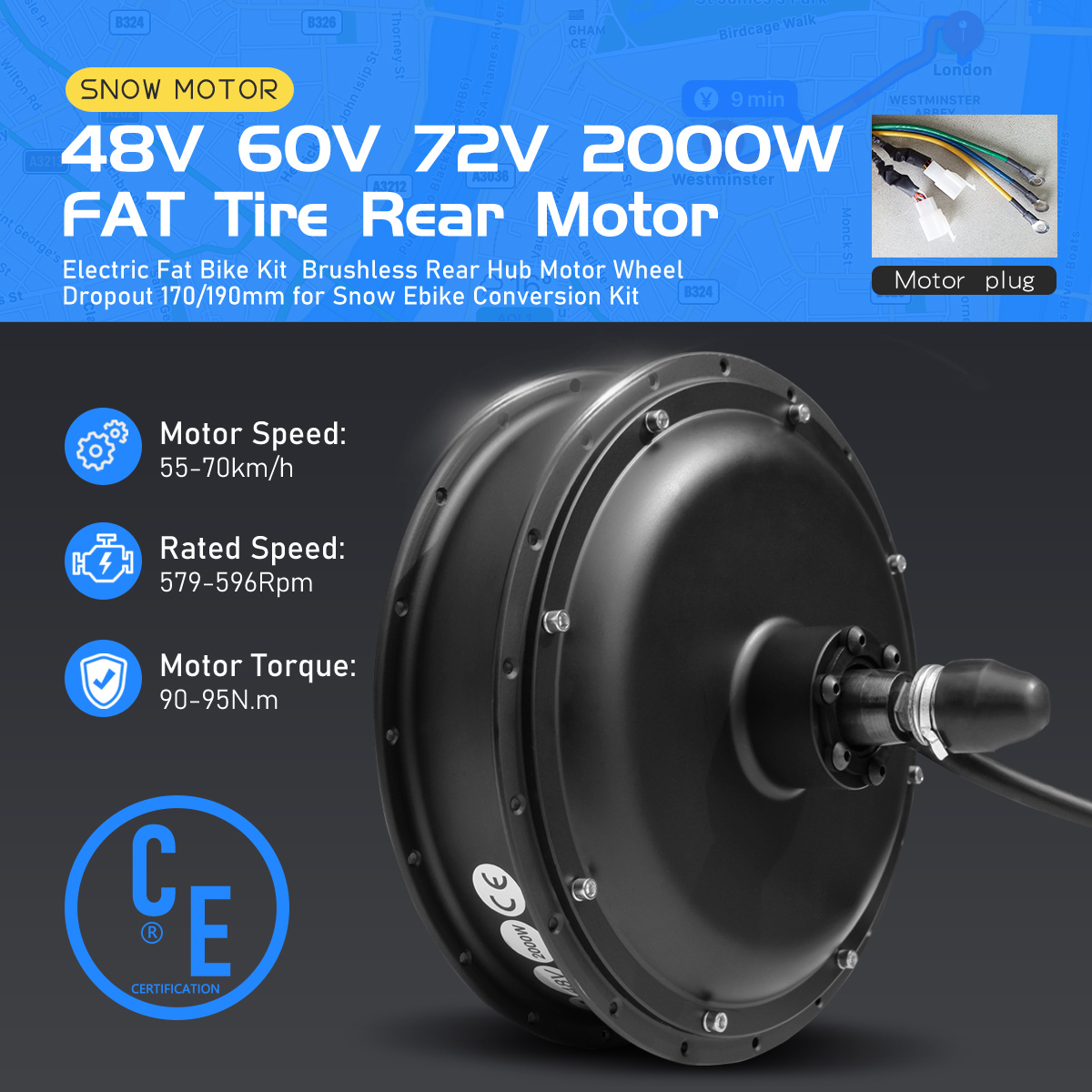 Ebike Fat Tire Hub Motor 48V 6 - Fat Tire Ebike Conversion Kit 2000W recension och pris